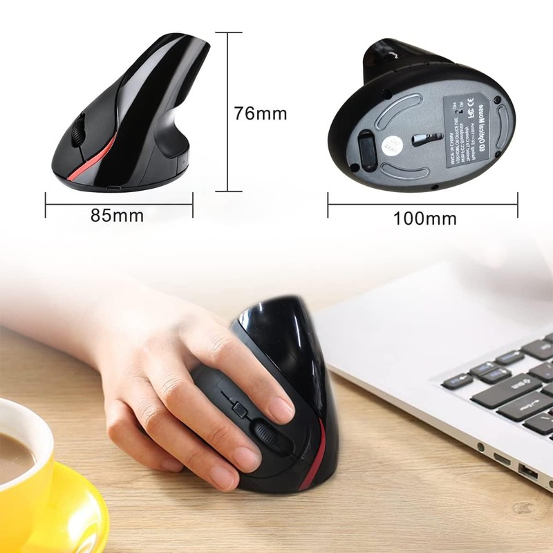 MOYAC Mouse Inalámbrico Ergonómico con 6 Botones, Ratón Vertical con