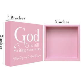 God Is Still Writing Your Story Sign, Prayer Room Bible Verse Christian Decor Wooden Sign Decoration For Home Office, Inspirational Signs Shelf Table Decor -D25
