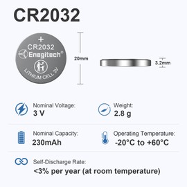 Enegitech CR2032 Lithium Button Battery Coin 2032 3V Button Cell Batteries Coin Cell for Watches/Calculators/Remote Controls/Thermometers/Kitchen Scale/Small Electronic Devices(15-Pack)