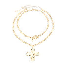 Your Always Charm Chunky Cross Necklace for Women Gold Necklace for Women Big Cross Pendant Necklace Christian Gifts for Women Faith Gifts