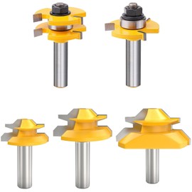1/2 Inch Shank Tongue and Groove Router Bit Tool Set 3 Teeth Adjustable Router Bit 45 Degree Lock Miter Router Bit Woodworking Set- 1/2" 3/4" 1" Cutting Height Woodworking Glue Joint Tools Set