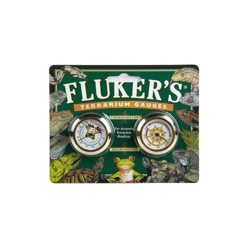 Fluker's Terrarium Gauges Combo Pack, Includes Hygrometer and Thermometer for