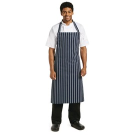 Whites Chefs Apparel Butchers Apron Polycotton Navy Stripe Extra Large