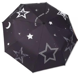 Sunlike Folding Umbrella, Parasol, Rain Umbrella, Perfect for Photographing Models from Orthodox to Novel Stars and Rainbow Designs, Star shape on black