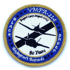 VMFA-214 Blacksheep Squadron 80th Anniversary Patch - with Hook and Loop, 3"