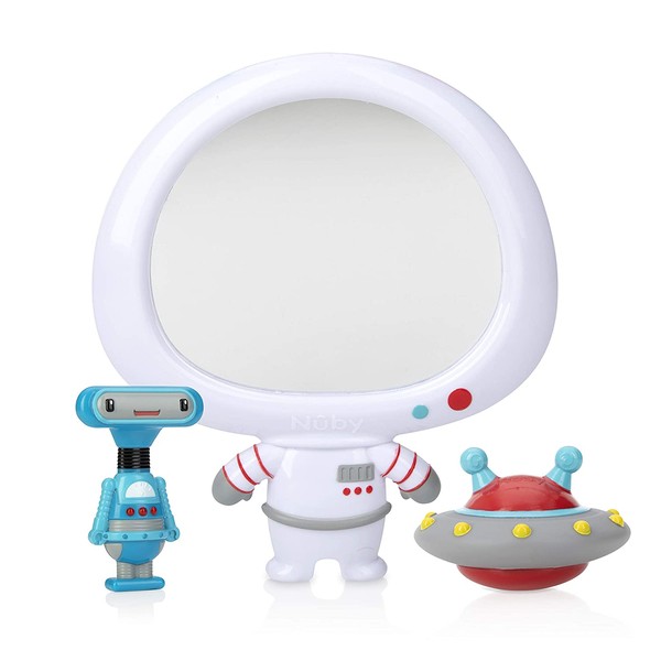 Nuby Awesome Astronaut Mirror 3Piece Interactive Baby Bath Toy Set for Fun Bath Time (6249CS2-8)