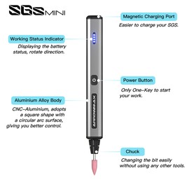 AM ARROWMAX Mini Engraving Pen, Cordless Rotary Tool with 36 Bits, Aluminum Case, Bluetooth, APP, Wireless Magnetic Charge, Engraving Tool for Jewelry, Wood, Glass, Carving (SGS Mini)