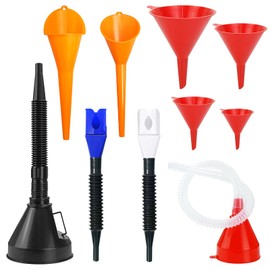 10 PCS Funnels for Automotive Use, Oil Funnel for Oil Change, Wide Mouth Fuel Funnels, Plastic Long Neck Car Oil Funnels, Snap Funnel, Flexible Right Angle Funnels for Gasoline/Coolant/Engine Oil
