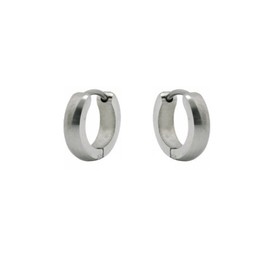 Small Stainless Steel Silver Tone Unisex Huggie Hoop Earrings 10mm