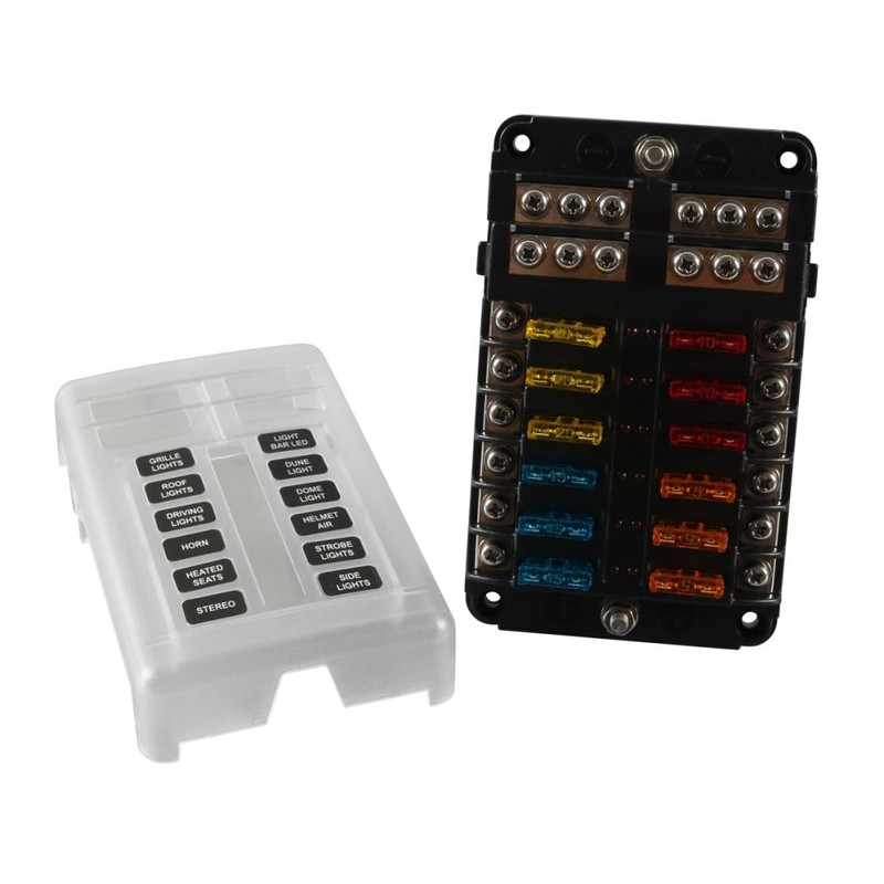 12 Way Fuse Box with Negative Terminals and Fuse Wire
