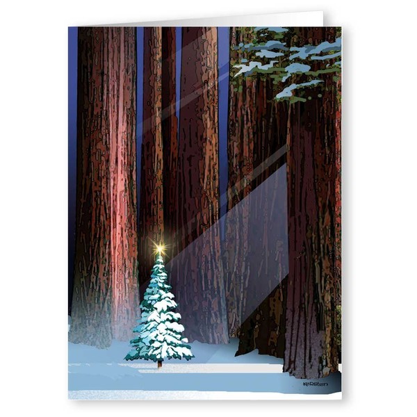 Personalized - Christmas Tree in The Forest Holiday Card - 24 Custom Cards & Envelopes (Personalized)
