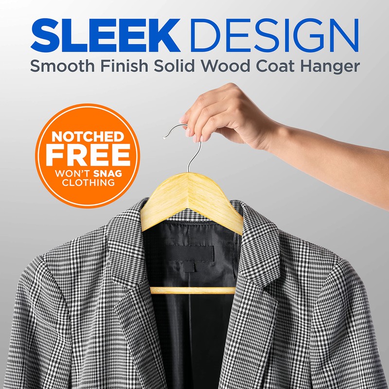 SereneLife Solid Wooden Hangers, Mega Pack, 50 Pieces Hangers for