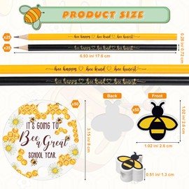 PerKoop 50 Sets Bee Themed Back to School Gifts Including Presharpened Cute Pencils Bee Erasers Back to School Postcards for First Day of School Kids Girl Boy Classroom Reward Party Favor