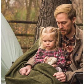 Stansport 1244 Wool Blend Camp Blanket, Olive Green