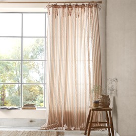 Pineapple Elephant Zanzibar Yarn Dyed Stripe 140 x 229 cm Voile Curtain Panel Clay