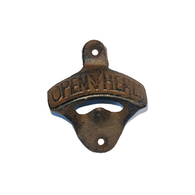 Rustic Farmhouse Wrought Iron Vintage Wall Mounted Beer Bottle Opener,