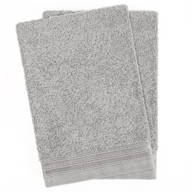 Hammetex Set of 2 Wash Mitts 15 x 22 cm, 100% Cotton with Wash Cloth, Terry Cloth, Super Fluffy Soft Quality, Durable, Light Grey