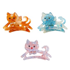 3-Piece Set of Adorable Cat Hair Clips Ideal Cute Small Hair Claw Clips for Women and Girls! Specifically Designed Hollow Animal - Shaped Clips for Thin or Medium - Fine Hair Non