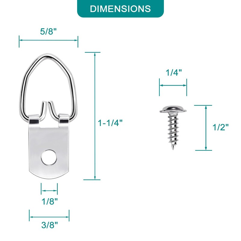 Cyanbone D Ring Picture Hangers with Screws, Small D Hooks