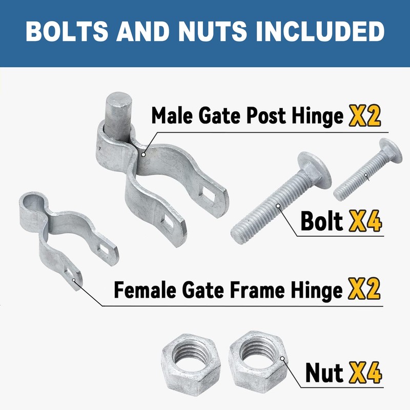 2 Pack 1-3/8" x 2-3/8" Chain Link Fence Gate Hinge