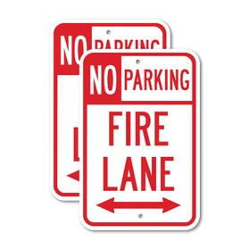 (2 Pack) No Parking Fire Lane with Double Arrow 1 | 12" X 18" Heavy-Gauge Aluminum Sign | Rust Free Aluminum, Weather Resistant, Waterproof, Fade Resistant, 2 Pre-drilled Holes