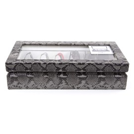 OYOBox Maxi Luxury Eyewear Organizer, Wood Box for Glasses + Sunglasses, Exotic Print Collection (Black Snake)