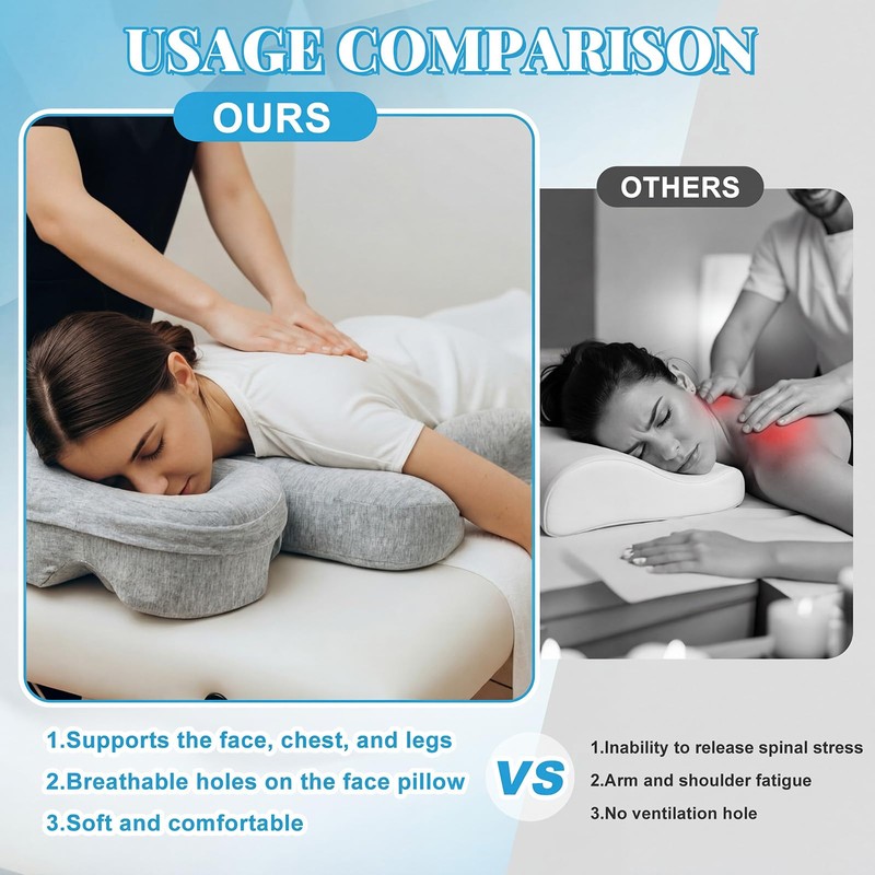 Face Down Massage Pillow and Breast Pillow Set for A-B