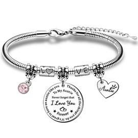 HULALA To My Auntie Gifts Charm Bracelet For Women Birthday Christmas From Nephew Niece Never Forget That I Love You Thanks For All The Things You Do