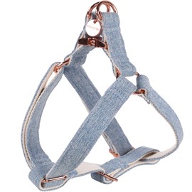 DOGWONG Blue Hemp Dog Harness, Great Halter Dog Harness for Sensitive Skin or Allergies Durable Adjustable Cotton Puppy Dog Harness for Small Medium Large Dog