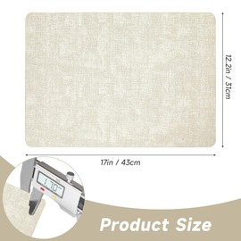 ArcaGuru Faux Leather Placemats Set of 8, Heat Resistant Non-Slip Place mats for Dining Table, Washable and Wipeable, Anti-Slip Place Mats for Indoors & Outdoors, 17 x 12.2 Inch, Beige