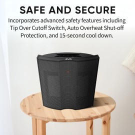 EVO Twin Ceramic Heat Logic Heater (5 Temperature Settings) – Tip Over Cutoff Switch, Auto Overheat Shut-off, and 15-Second Cool Down