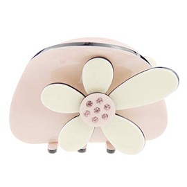 Ladies Layered Daisy Flower Small 6cm Hair Claw Clamp (Big Pink Cream)