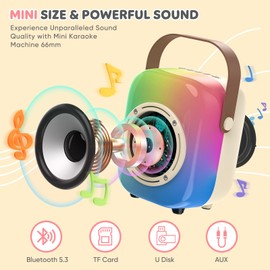 KaraJoy Mini Karaoke Machine for Kids: Portable Bluetooth Speaker Set with Two Wireless Microphones & Flowing Light Gifts for Girls Boys Toddler Adults Home Party