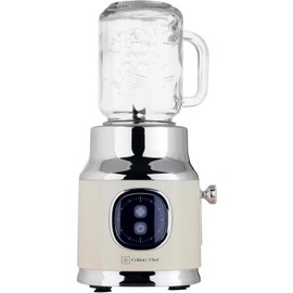 CULINARY CHEF Retro Smoothie Maker Blender with Mason Jar, Perfect for Shakes and Smoothies, 300-Watt, Cream