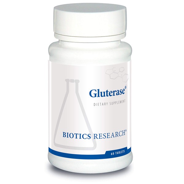 BIOTICS Research Gluterase Dietary Enzymes for Digesting Gluten, Specialized Enzyme Preparation, Tolerase, Gut-Supportive Nutrients, Okra, Marshmallow, Vitamin U Complex, 60 Tablets