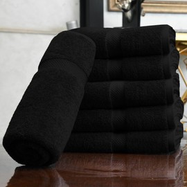 HERCULEAN Premium Bath Towels 24 x 48 Pack of 6 | Quick Dry and Highly Absorbent | 100% Cotton Terry Towels for Bathroom - Perfect for Shower - Pool and Spa - Luxury Soft Towels - Black
