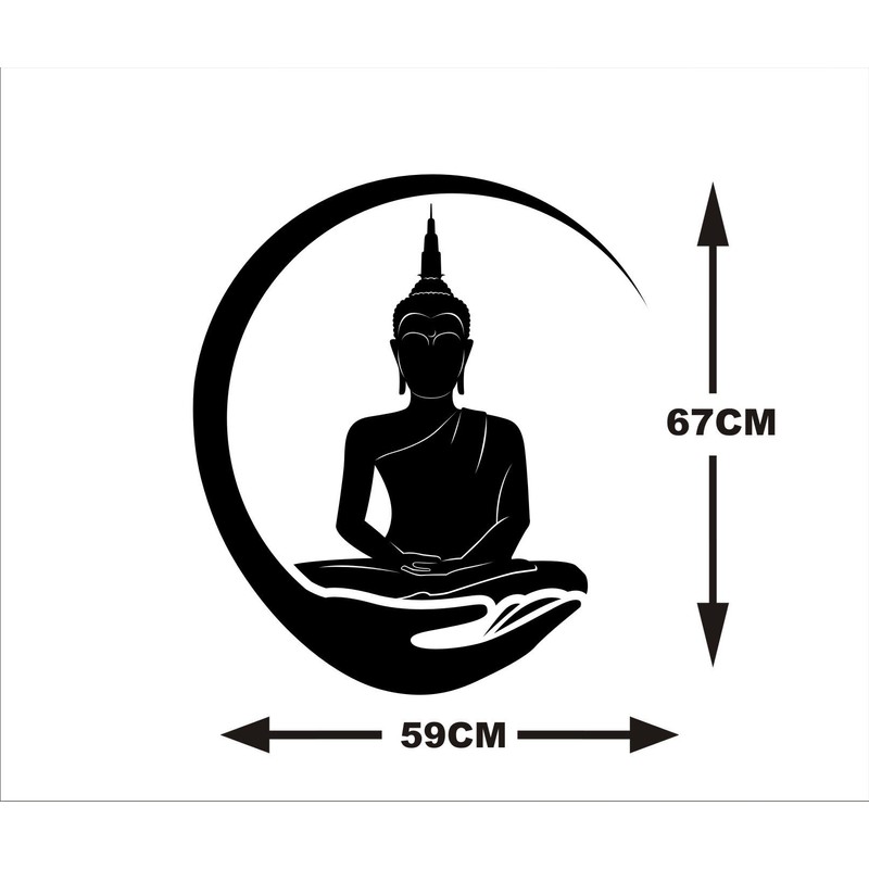 Heaven Decors Lord Buddha;Gautam Buddha Black Wall Decal and Sticker