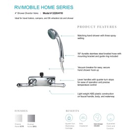 Builders Shoppe 3220BN/4110BN RV/Motorhome Replacement Non-Metallic Two Handle Faucet Valve Diverter with Matching Hand Held Shower Set, Brushed Nickel Finish