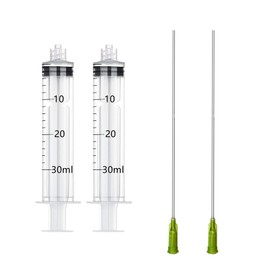 2 Set Syringe with Luer Lock 14Ga 4inch Needles for Oil Injector, Glue Dispensing Applicator, Scientific Labs, Watering, Refilling, Filtration (30ML)