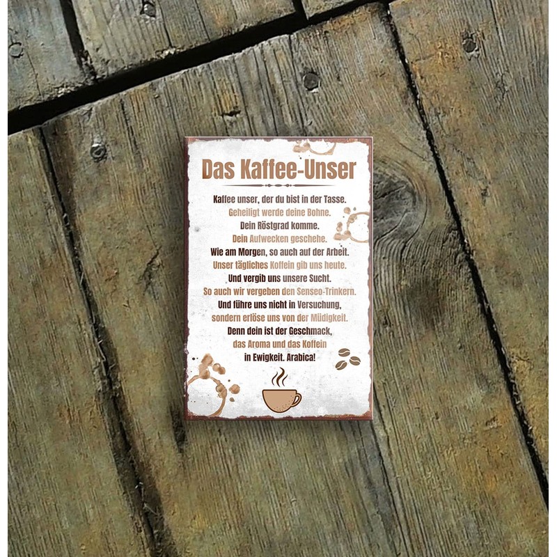 schilderkreis24 Funny Saying "Das Kaffee Unser" Magnet Coffee Decoration Fridge