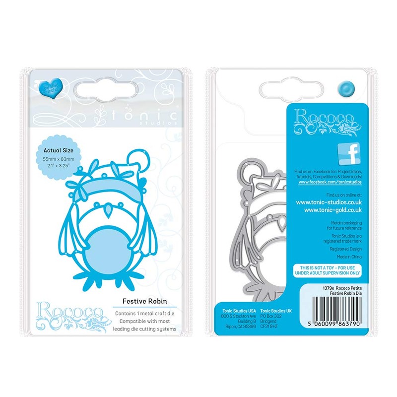 Tonic Studios Rococo Petite Festive Robin, Grey