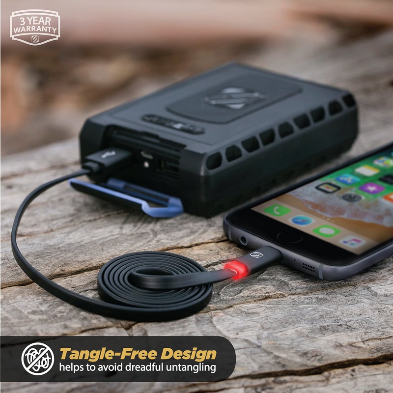 Scosche I3FLEDWT FlatOut Led Mfi Certified Lightning Charge & Sync