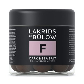 LAKRIDS BY BÜLOW - F - Dark & Sea Salt - 4.41 OZ - Chocolate Coated Licorice Balls - Original Danish Candy Sustainably Produced in Copenhagen