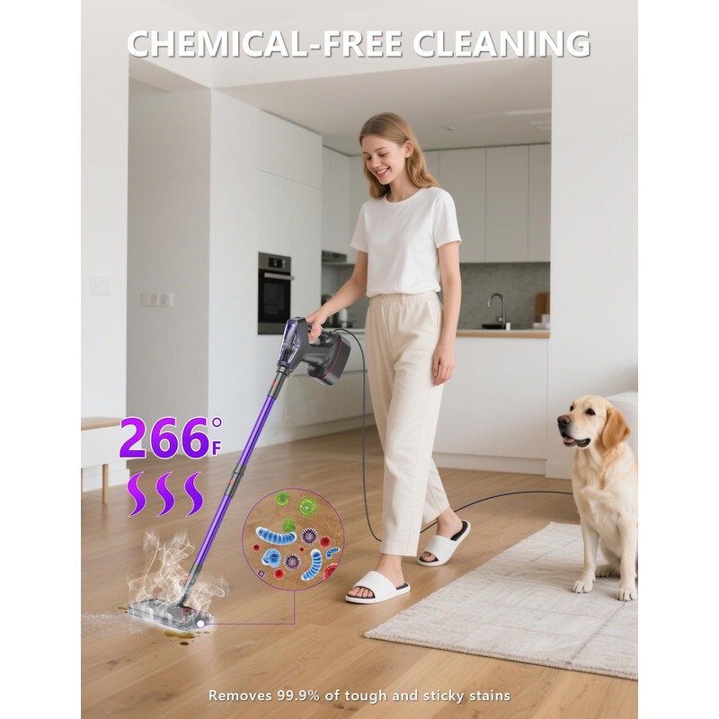 WVSAW Heavy Duty Steam Mop Cleaner for Hardwood, Tile, Laminate,