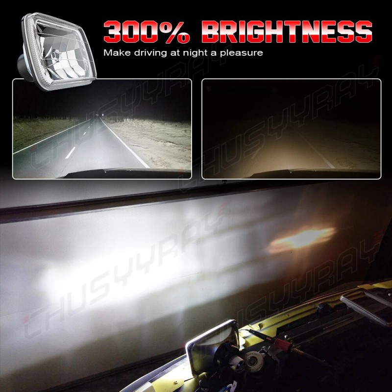 CHUSYYRAY Pair 7X6 5x7 LED Headlights Square For Chevy Express