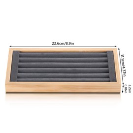 Valyria Bamboo 5 Slots Ring Earrings Display Holder Jewelry Storage Tray Organizer Stand for Show
