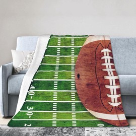 Retro American Football Field Ball Throw Blanket Soft Bed Bedding Warm Cozy Plush Flannel Fleece Blankets Gifts for Kids Boys Girls Teens Men, Sofa Couch Car Bedroom Home Decor, 60"x50"