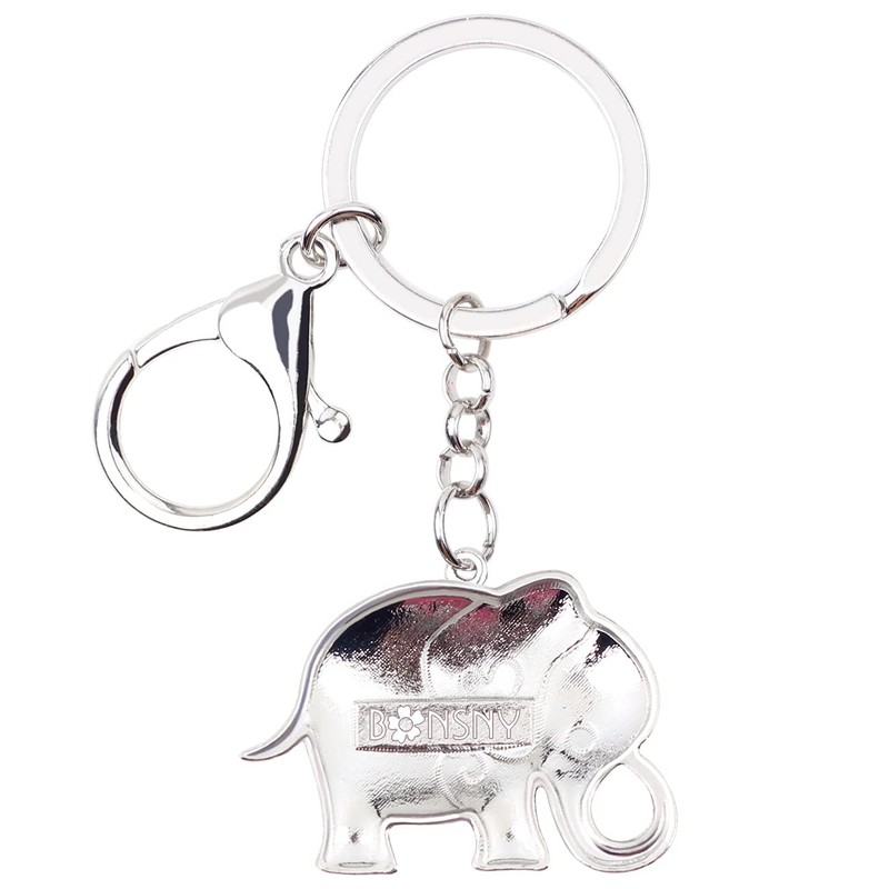 BONSNY Cadena de metal esmaltada con diseño de elefante de