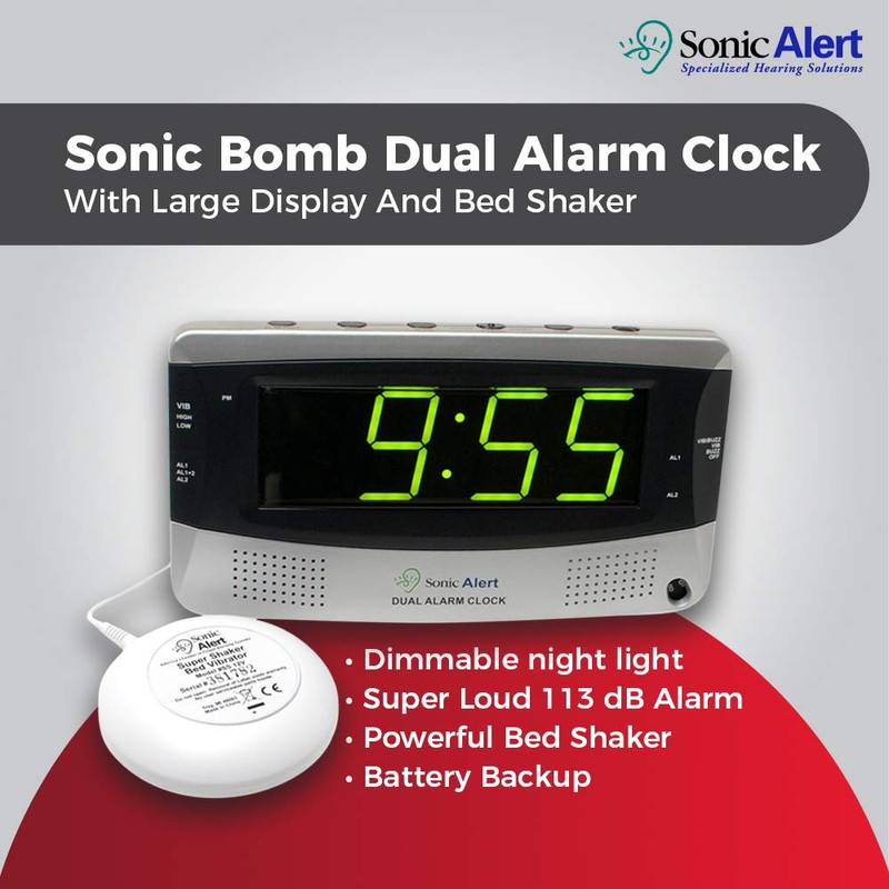 Sonic Alert SBD375SSEU/USA Sonic Boom Dual Alarm Vibrating Alarm Clock