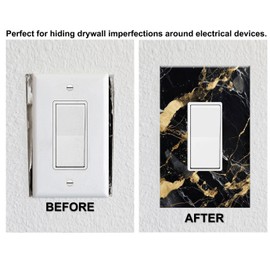 Art Plates - OVERSIZED - 1 Gang Decora Decorative Metal Switch Plate - One Gang Jumbo Decora Style Wall Plate, GFCI, Electrical Plug Outlets - Black & Gold Marble Print - MADE IN USA, 5.5 x 3.5